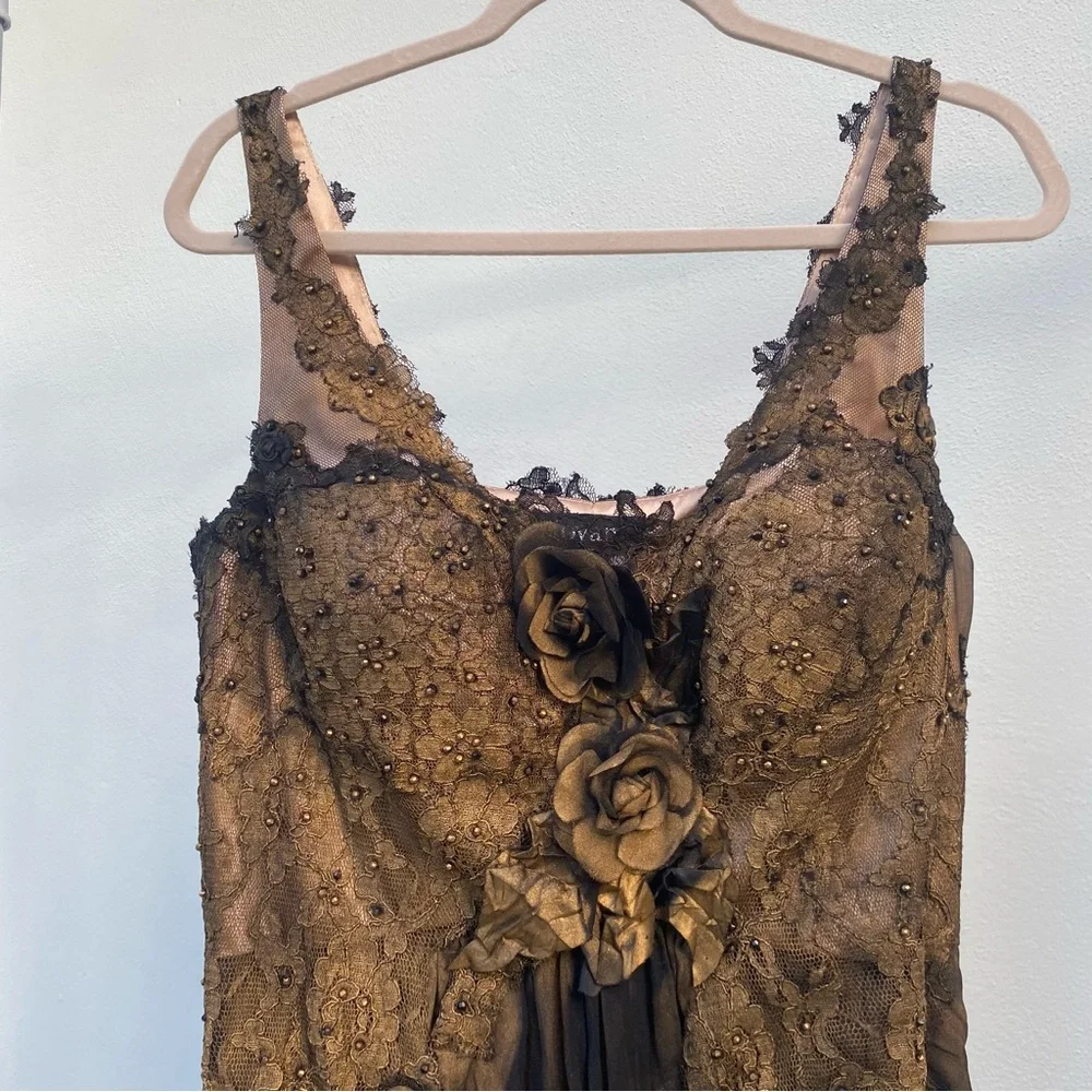 Jovani 100% Silk Gold & Black Ombré Beaded Dress Size Extra Large XL - Picture 4 of 13